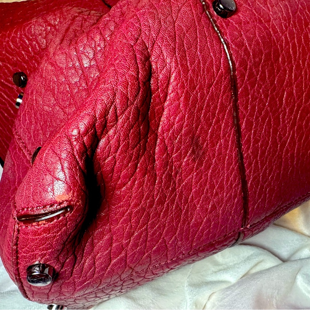 Jimmy Choo XL Tote Lockett -RARE-Cerise-Pebbled Leather AUTHENTIC JIMMY CHOO - Picture 14 of 16